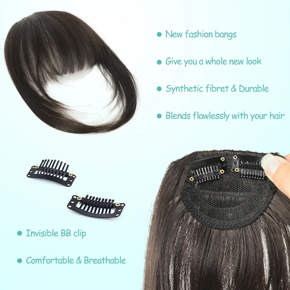 LUPU Clip in Bangs, Synthetic layered Bangs Hair Clip, Fake Bangs Fringe with Temples for Women Hair Extensions for Daily Wear