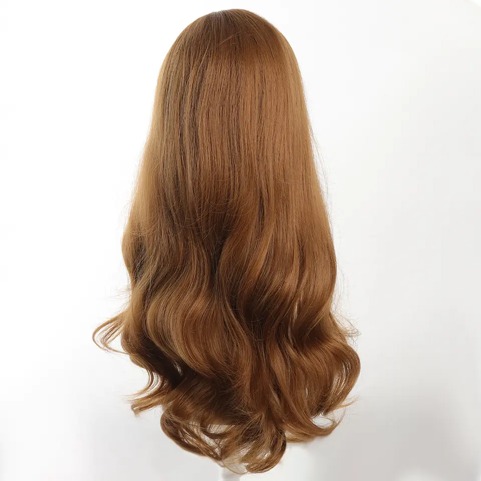 LUPU 24 Inch Synthetic Wavy Wig with Bangs for Women - Heat Resistant Synthetic Fiber, Ideal for Christmas & Party Celebrations