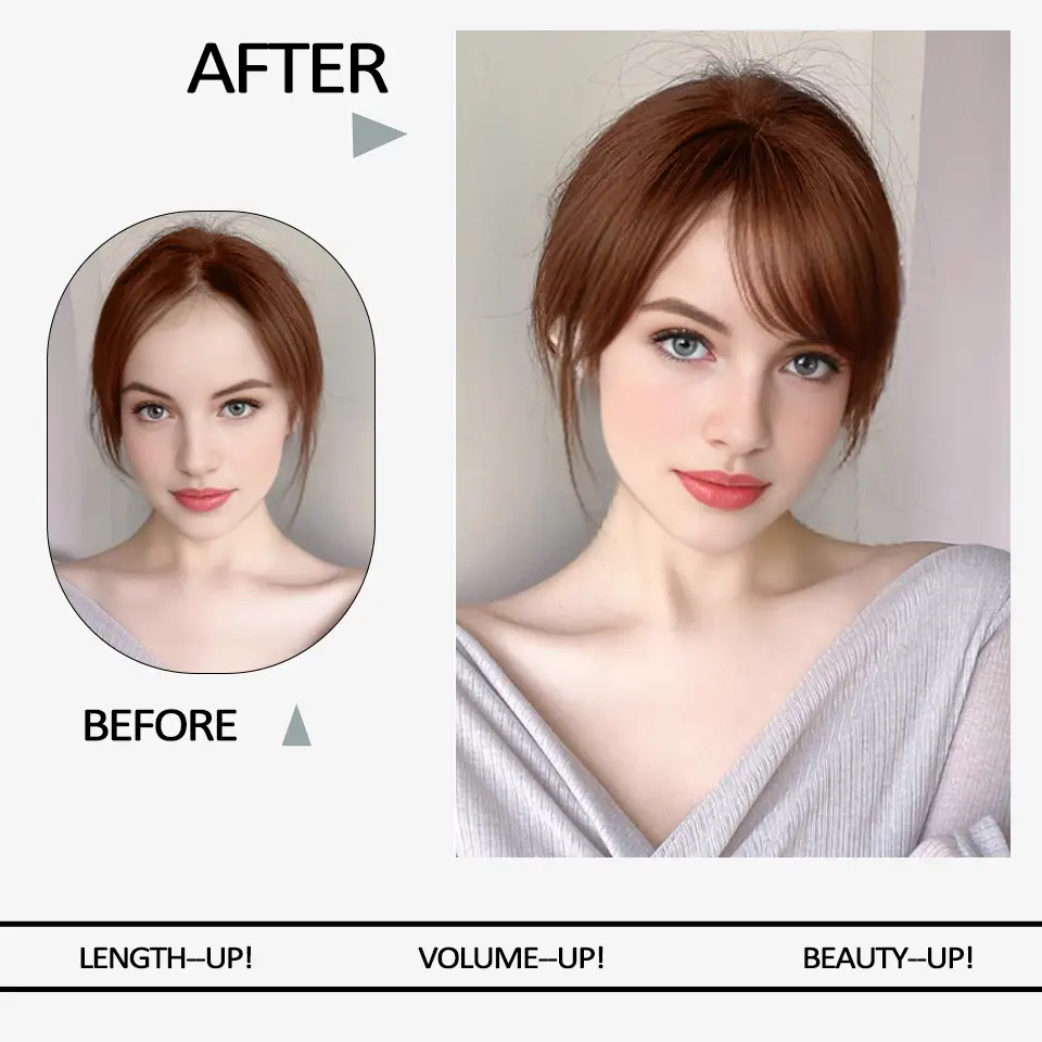 Bangs Hair Clip100% Human Remy Hair Light Brown Clip in Bangs Clip on Air Bangs for Women  for Daily Wear