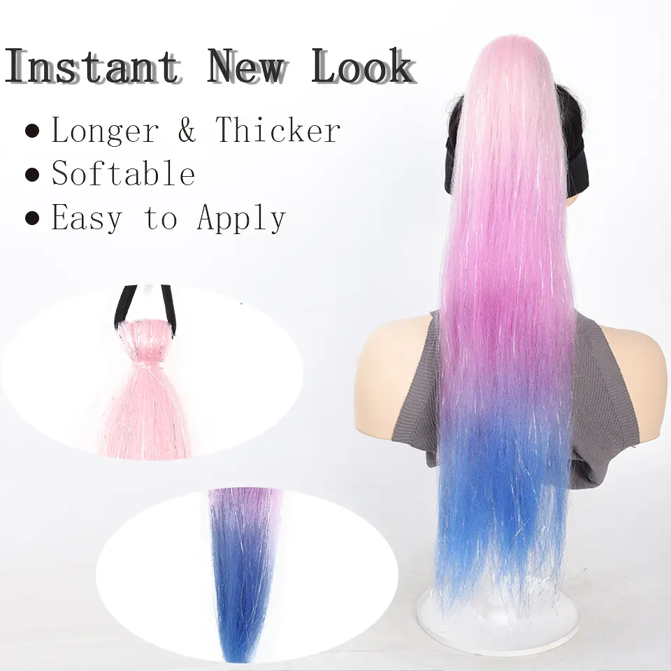 2pcs/Pack, 26Inch Synthetic Hair Extensions, For Daily Wear Or Cosplay, Ideal For Holidays Festive Hairstyles For Music Festival