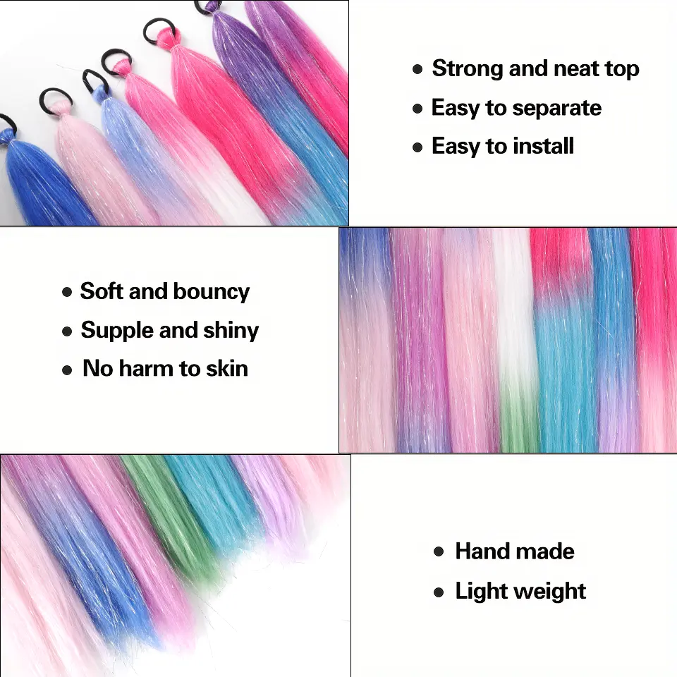 2pcs/Pack, 26Inch Synthetic Hair Extensions, For Daily Wear Or Cosplay, Ideal For Holidays Festive Hairstyles For Music Festival