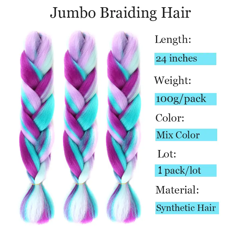 LUPU 24" Synthetic Long Ombre Braiding Hair Extensions For Women Black Purple Pink Blue Blonde Jumbo Braids Support Wholesale