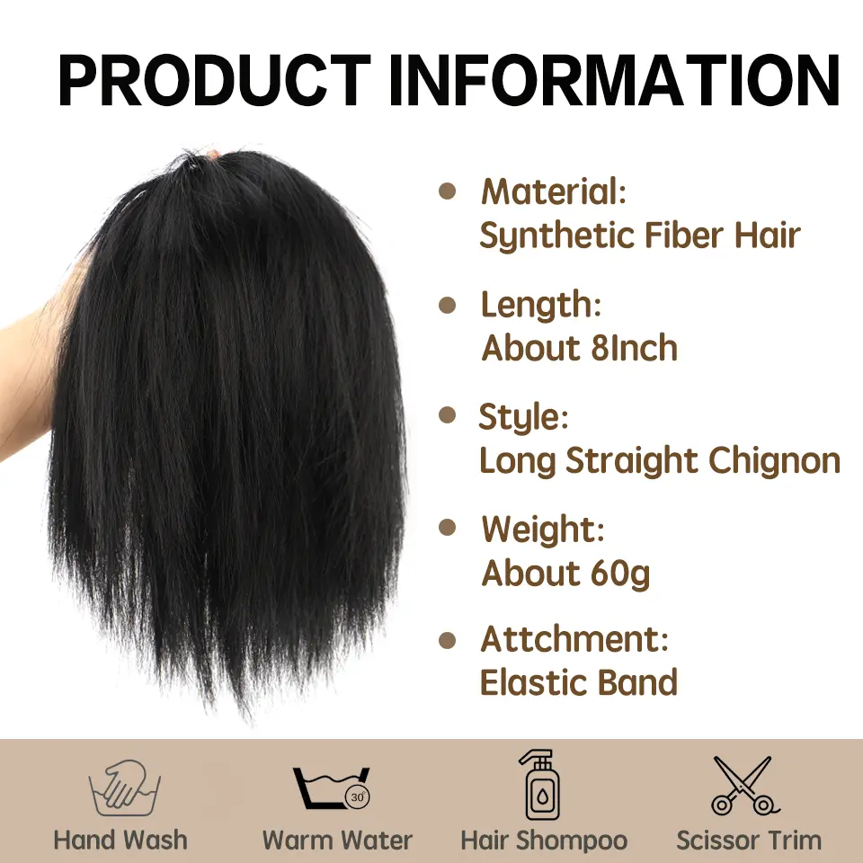 LUPU Synthetic Hair Bun Extensions Messy Straight Hair Band Elastic Chignon Scrunchy Wrap Updo False Hair Pieces For Women Hair