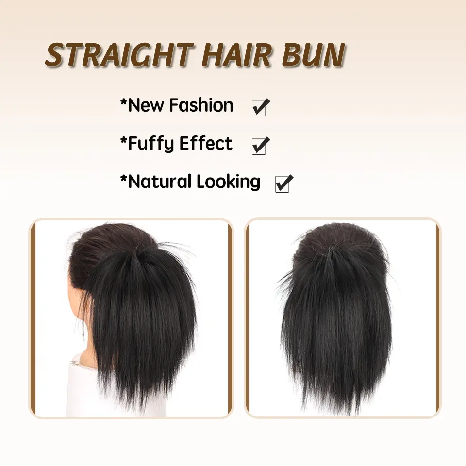LUPU Synthetic Hair Bun Extensions Messy Straight Hair Band Elastic Chignon Scrunchy Wrap Updo False Hair Pieces For Women Hair