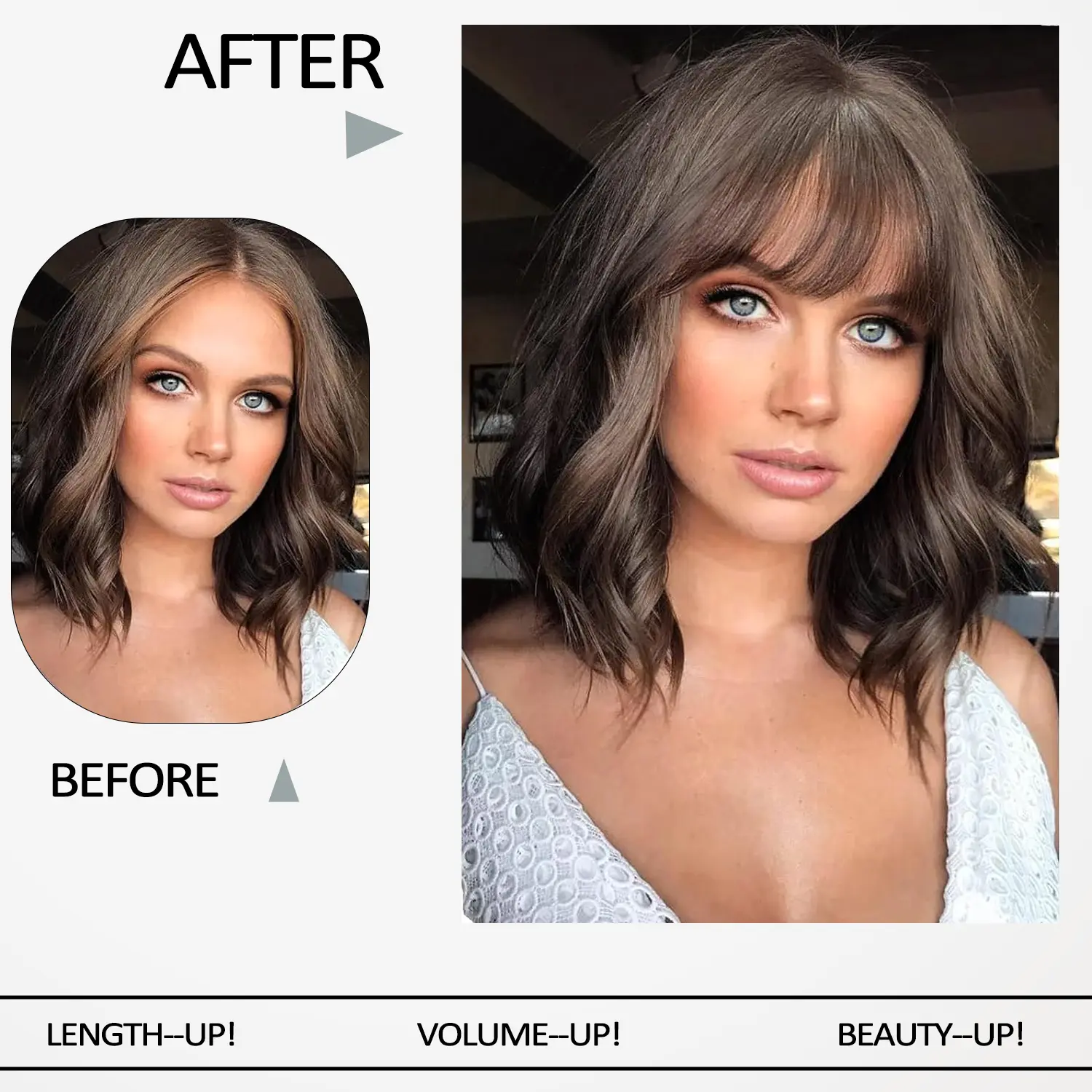 Women's Clip-In Synthetic Hair Bangs Extensions Straight Hair Fringe with Volume Boost Hairpieces Easy to Wear for All Occasions