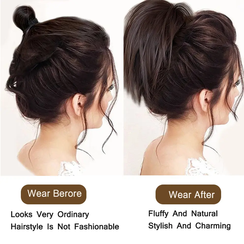 LUPU Synthetic Hair Bun Extensions Messy Straight Hair Band Elastic Chignon Scrunchy Wrap Updo False Hair Pieces For Women Hair