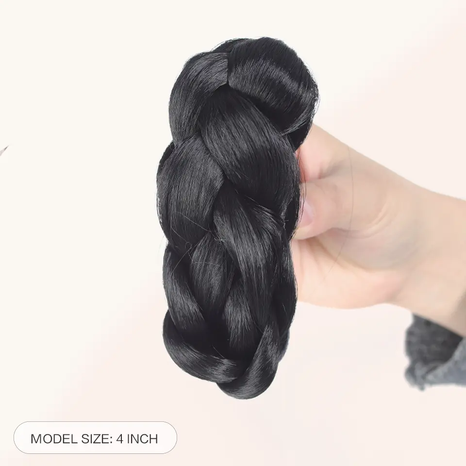 LUPU Synthetic Fried Dough Twists Ball Hair Bun Claw Clip Flower Bud Head Fluffy Dished Hair Back Head Wig Bag for Women
