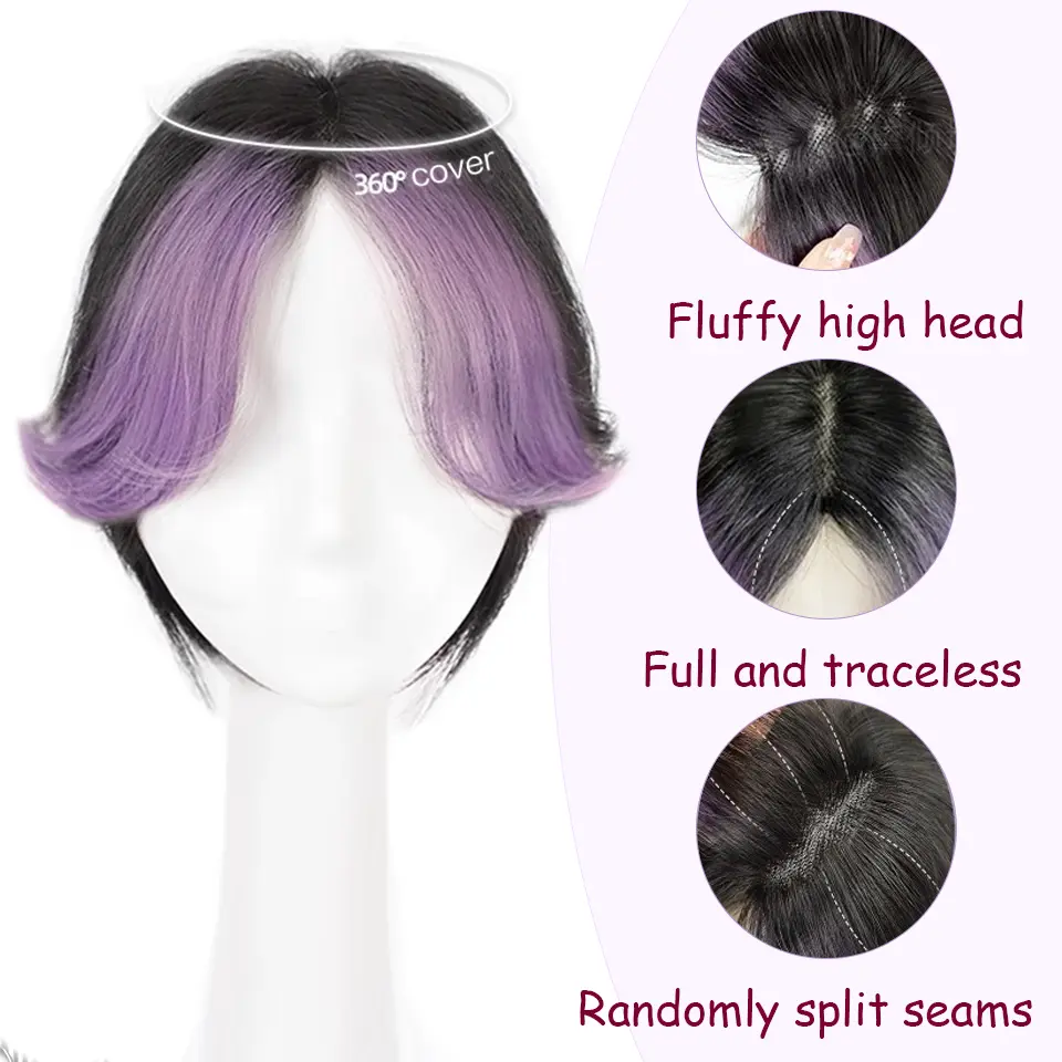 LUPU Synthetic Eight-character Bangs Wig For Women On Top Of Head To Cover White Hair And Increase Hair Volume Wig Pieces