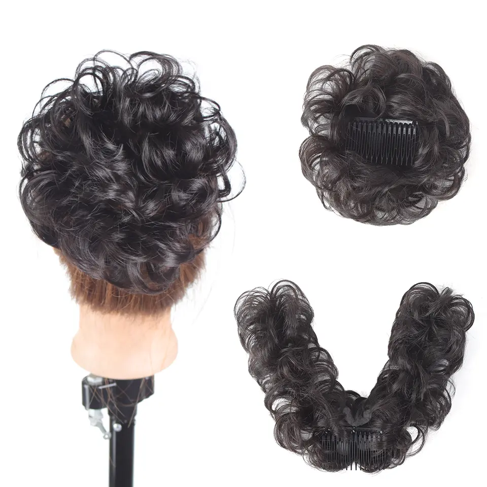 LUPU Messy Synthetic Bun Hair Piece Side Comb Clip in Hair Bun Hairpiece for Women Versatile Adjustable Styles