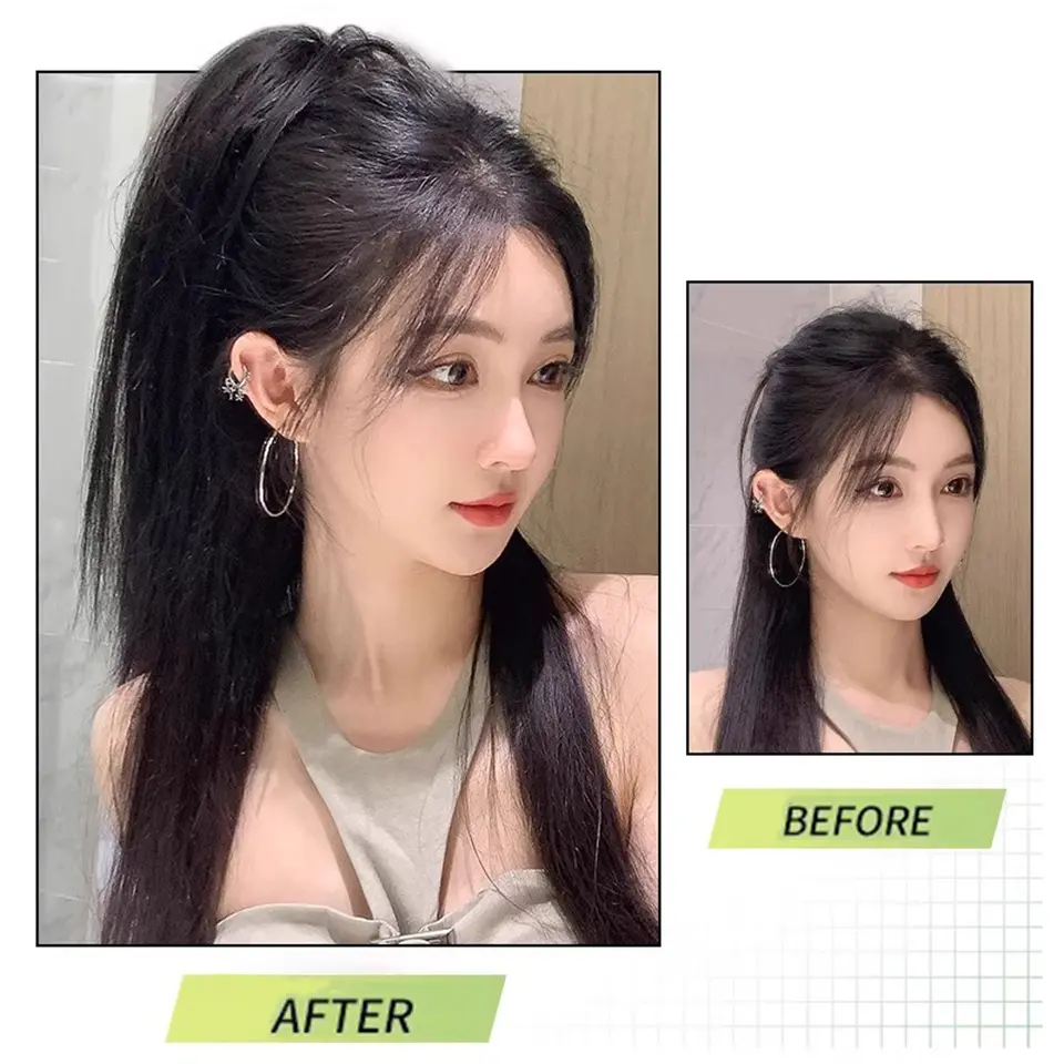 LUPU 10 inch Synthetic messy straight ponytail extension - Claw clip, female synthetic hair extension beginner Halloween