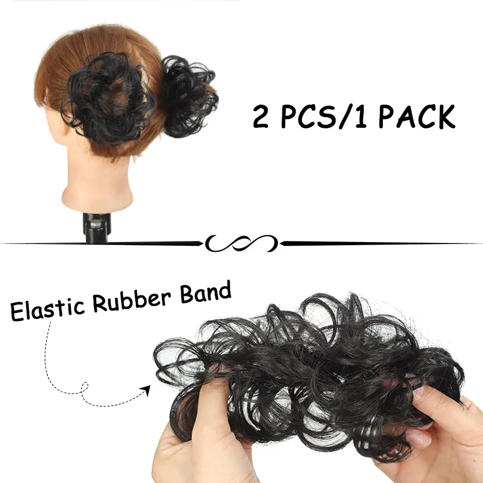 LUPU 2 PCS- Synthetic Messy Bun Hair Pieces for Women, Ponytail Extension Hair Accessory  for All People