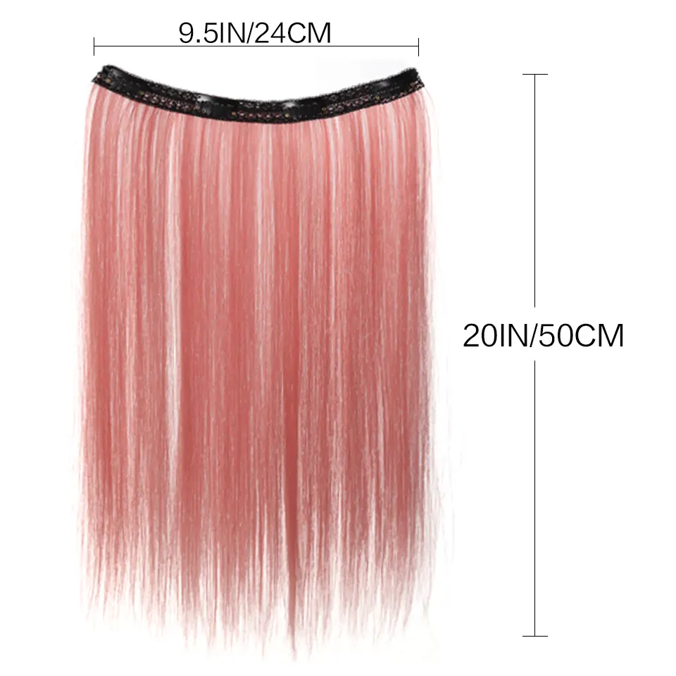 20 Inch Long Synthetic Straight Clip-In Hair Extensions for Women - Vibrant Colors, Synthetic Fiber, Easy to Use