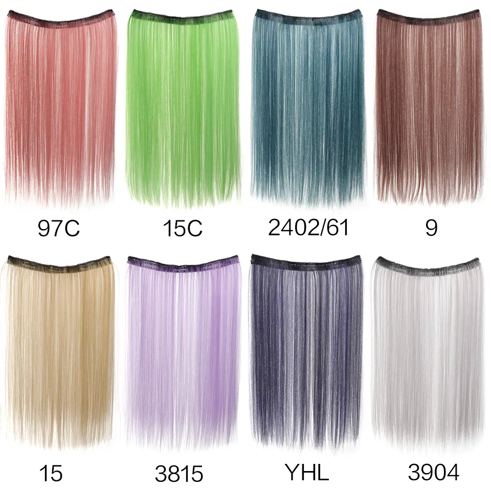 20 Inch Long Synthetic Straight Clip-In Hair Extensions for Women - Vibrant Colors, Synthetic Fiber, Easy to Use