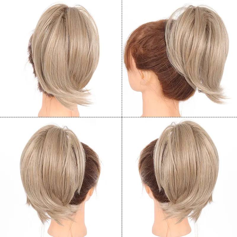 LUPU Synthetic Messy Bun Hair Piece Scrunchies for Women Straight Chignon Ponytail Clip in Hair Extensions Tousled Updo