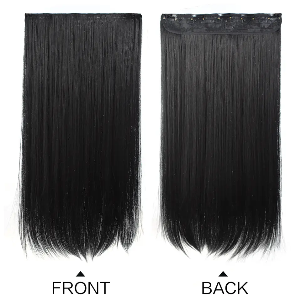 28 Inch Synthetic Hair Extensions Hairpiece 5 Clips Long Straight Heat Resistant Hair Piece, Suitable for Daily Vacation Parties