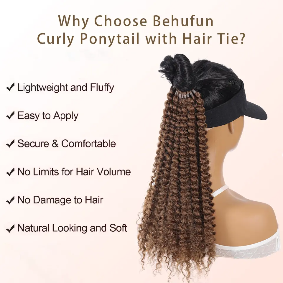 Synthetic Ponytail Extension, For Black Women, Lightweight Fluffy Pony Tails Hair Extensions with Hair Tie, 20 Inch 12 Strands W