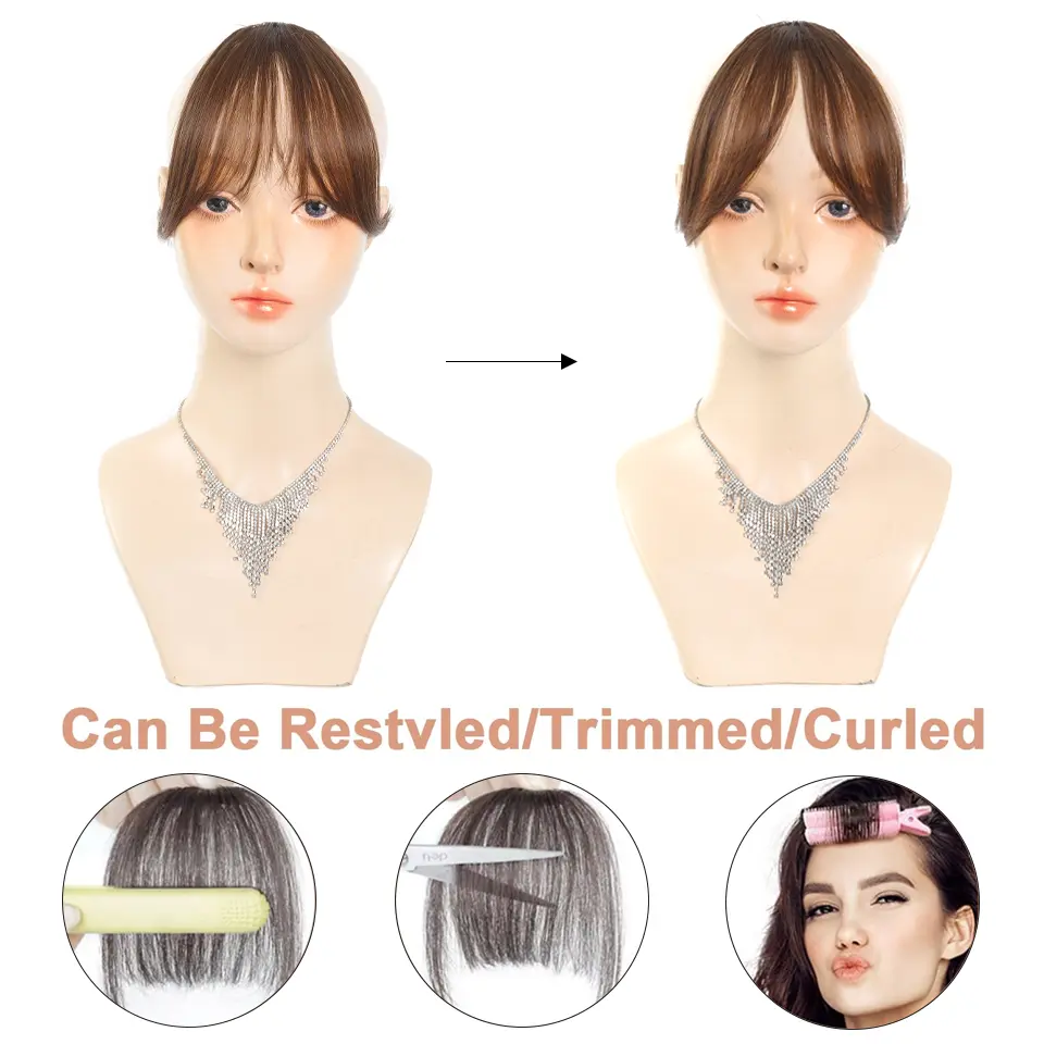 Synthetic Bangs Wig For Women With Natural Side Bangs Fluffy And Add Hair Flipper Bangs
