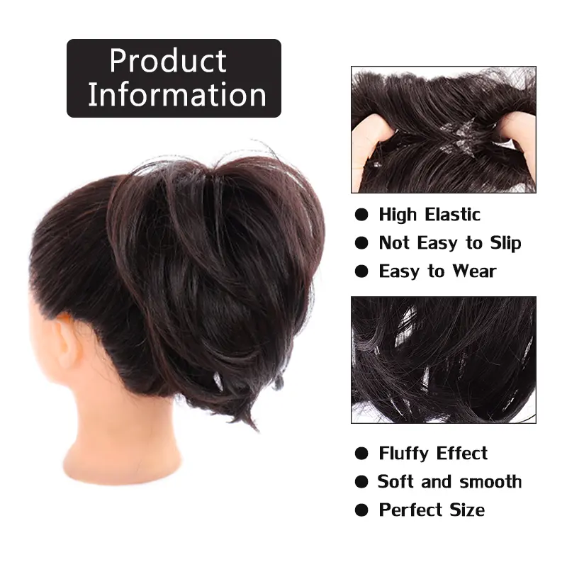 LUPU Synthetic Messy Bun Scrunchie Chignon With Elastic Hair Bands Donut Straight Ponytail Hair Pieces For Women Hair Extensions