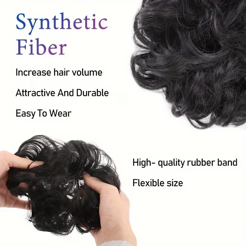 Synthetic Curly Hair Bun with Rubber Band Black Brown Donut Updo Hairpiece for Messy Chignon and Stylish Look Hair Accessories