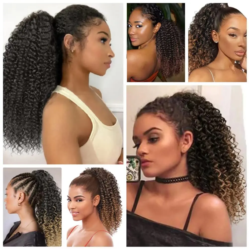 Synthetic Ponytail Extension, For Black Women, Lightweight Fluffy Pony Tails Hair Extensions with Hair Tie, 20 Inch 12 Strands W