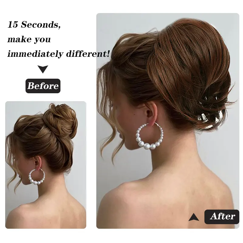 LUPU Synthetic Messy Bun Scrunchie Chignon With Elastic Hair Bands Donut Straight Ponytail Hair Pieces For Women Hair Extensions