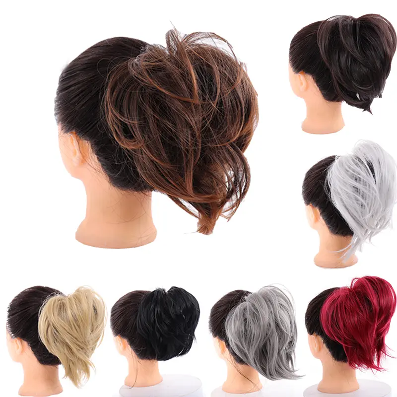 LUPU Synthetic Messy Bun Scrunchie Chignon With Elastic Hair Bands Donut Straight Ponytail Hair Pieces For Women Hair Extensions