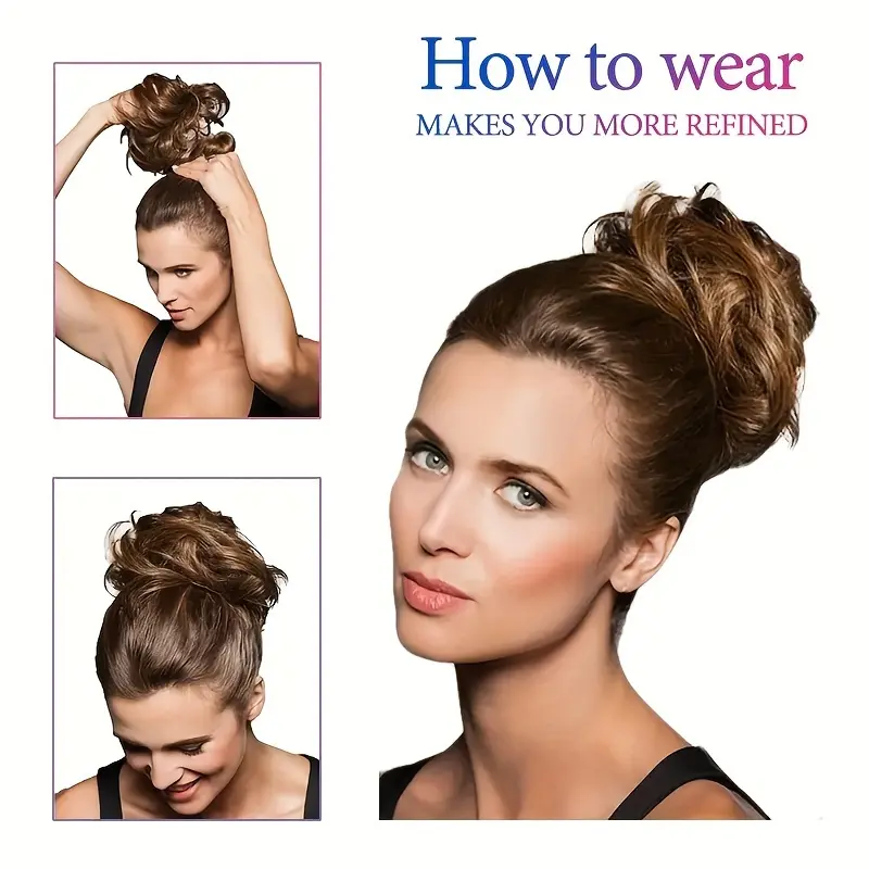 Synthetic Curly Hair Bun with Rubber Band Black Brown Donut Updo Hairpiece for Messy Chignon and Stylish Look Hair Accessories