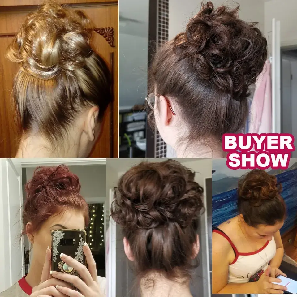 Synthetic Curly Hair Bun with Rubber Band Black Brown Donut Updo Hairpiece for Messy Chignon and Stylish Look Hair Accessories