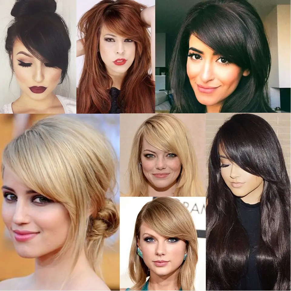 LUPU Synthetic Side Bangs Hair Extensions Clip In Side Bangs Fake Fringe Hairpiece High Temperature Black Blonde False Hair