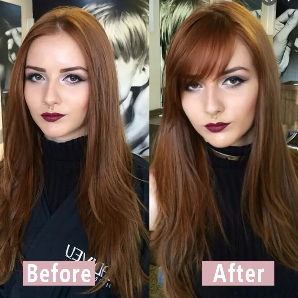 LUPU Synthetic Side Bangs Hair Extensions Clip In Side Bangs Fake Fringe Hairpiece High Temperature Black Blonde False Hair