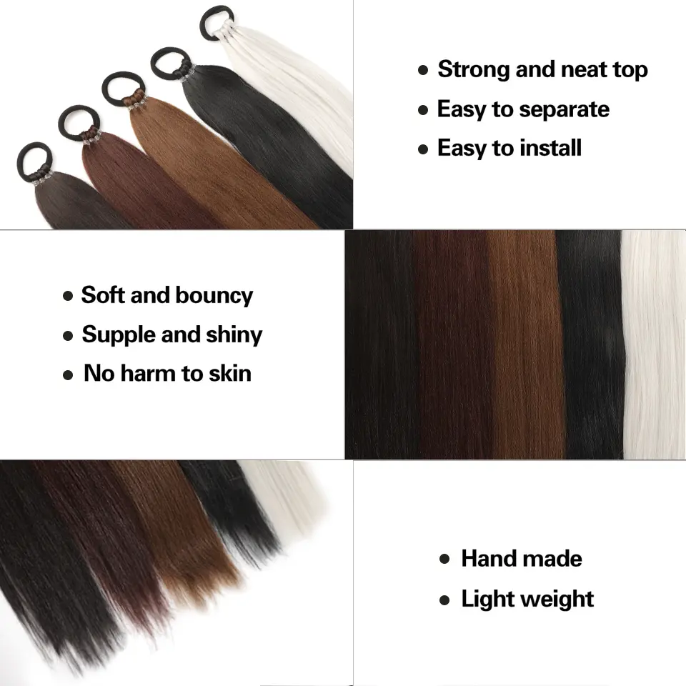 28 Inch Synthetic Straight Ponytail With Elastic Hair Rope Hair Extensions Fashionable For Daily Use Party Hair Accessories