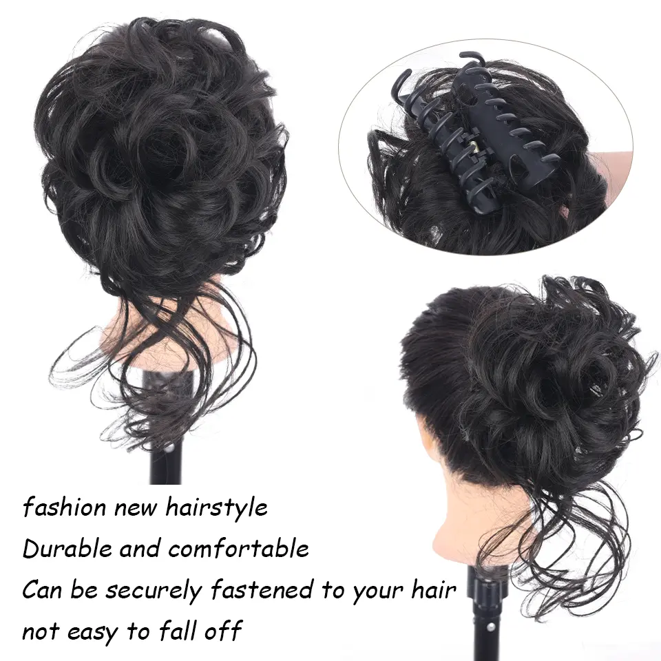 LUPU Synthetic Messy Curly Claw Hair Bun Chignon Hair Extensions Scrunchy Fake False Hair With Tail for Women Hairpieces