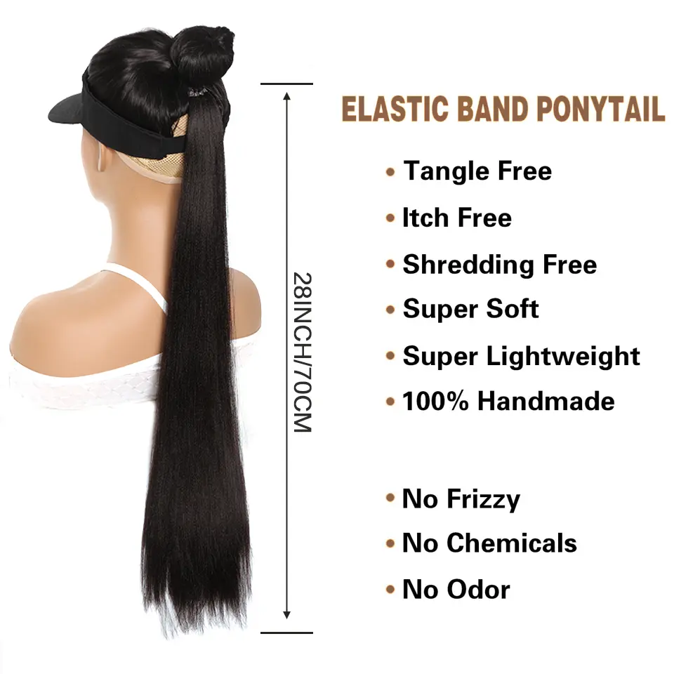 28 Inch Synthetic Straight Ponytail With Elastic Hair Rope Hair Extensions Fashionable For Daily Use Party Hair Accessories