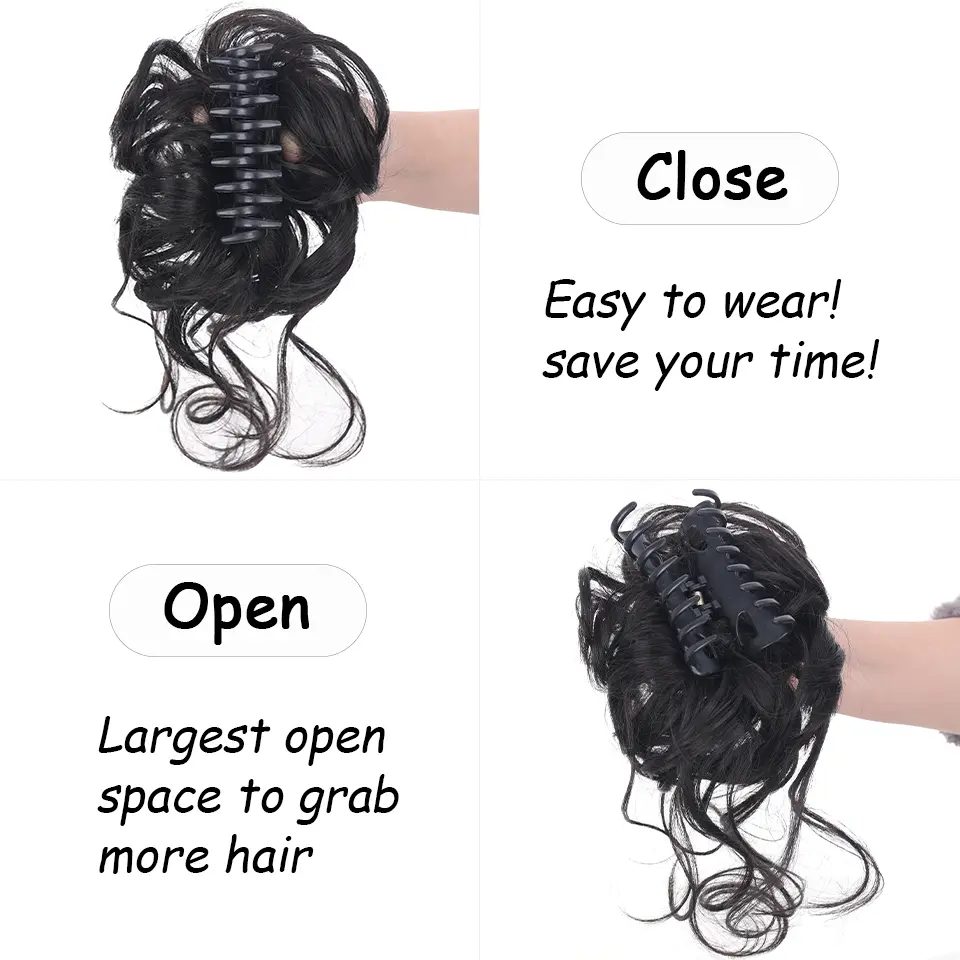 LUPU Synthetic Messy Curly Claw Hair Bun Chignon Hair Extensions Scrunchy Fake False Hair With Tail for Women Hairpieces