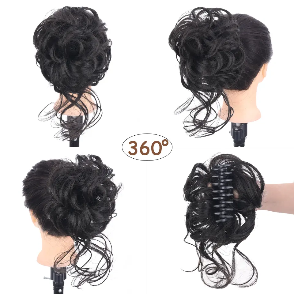LUPU Synthetic Messy Curly Claw Hair Bun Chignon Hair Extensions Scrunchy Fake False Hair With Tail for Women Hairpieces