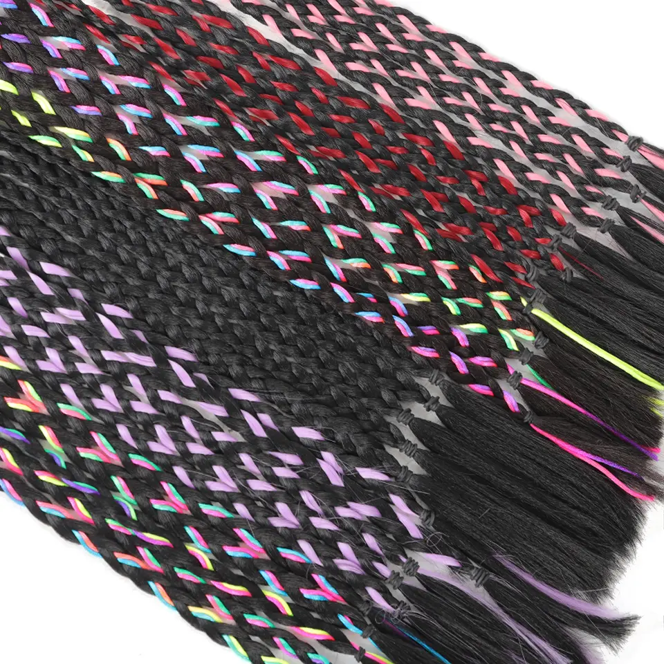 1 Pcs Synthetic Colorful Hip Hop Braided Ponytail Extension - Braided Hair for Women, Perfect for Halloween & Christmas Parties