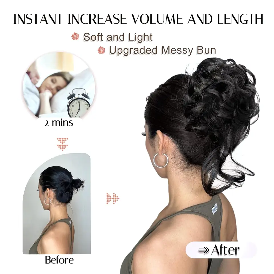 LUPU Synthetic Messy Curly Claw Hair Bun Chignon Hair Extensions Scrunchy Fake False Hair With Tail for Women Hairpieces