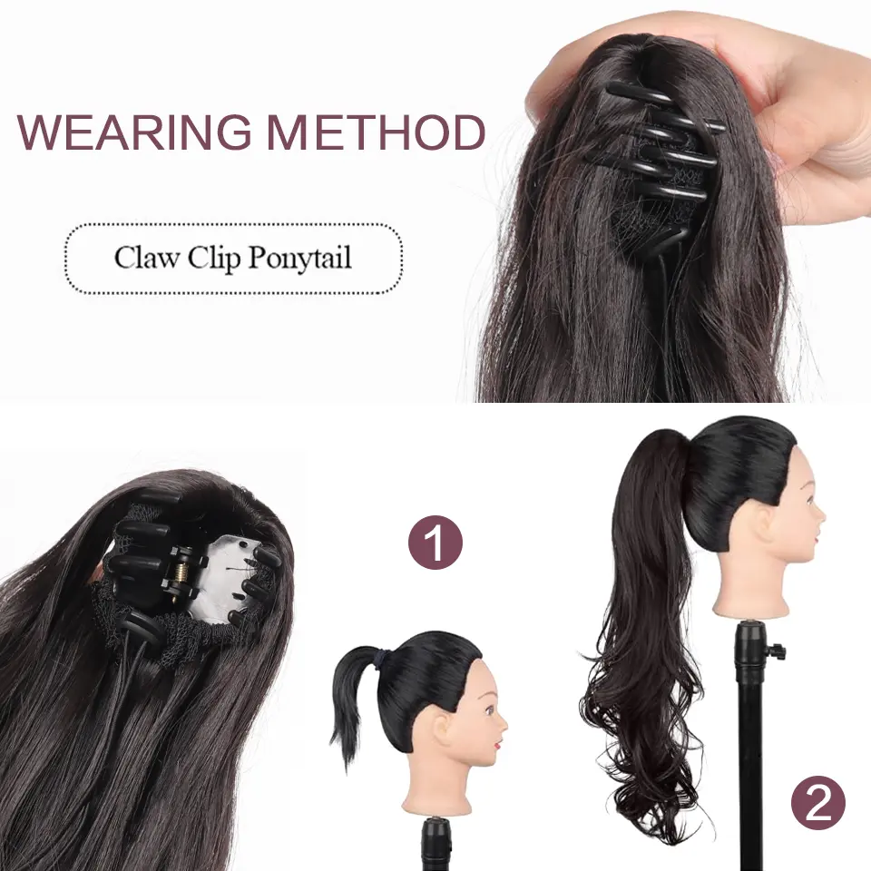 18 Inch Synthetic Long Curly Wavy Ponytail Extension Hair For Women Pony Tail Hair Hairpiece Halloween Christmas
