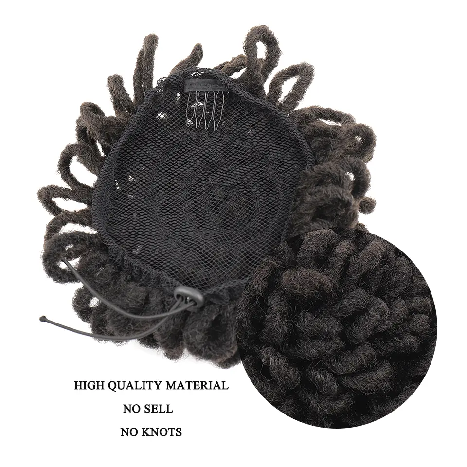 LUPU Synthetic DreadLock Afro Puff Hair Bun Chignon Drawstring Ponytail Faux Locs Clip In Pony Tail Hair Pieces for Black Women