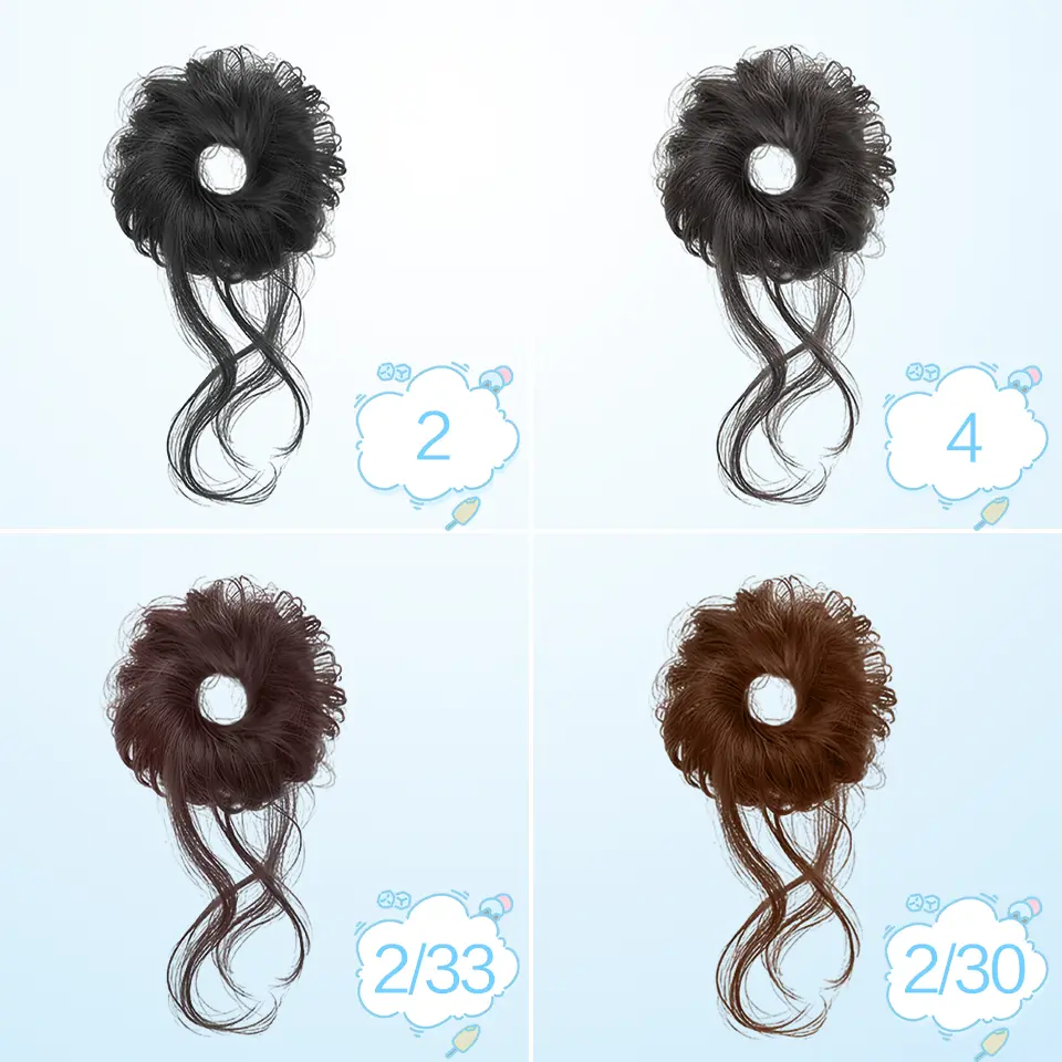 LUPU Synthetic Messy Bun Hair Piece Curly Hair Bun Extensions With Straight Tails Hair Scrunchies Ponytail Hairpieces For Women