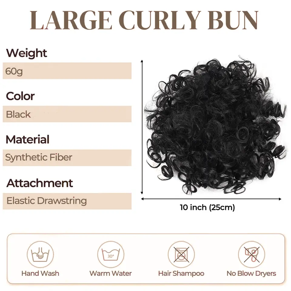 LUPU Messy Bun Hair Piece 60g Elastic Drawstring Loose Wave Curly Hair Buns Hair Piece Extensions For Women Dark Brown