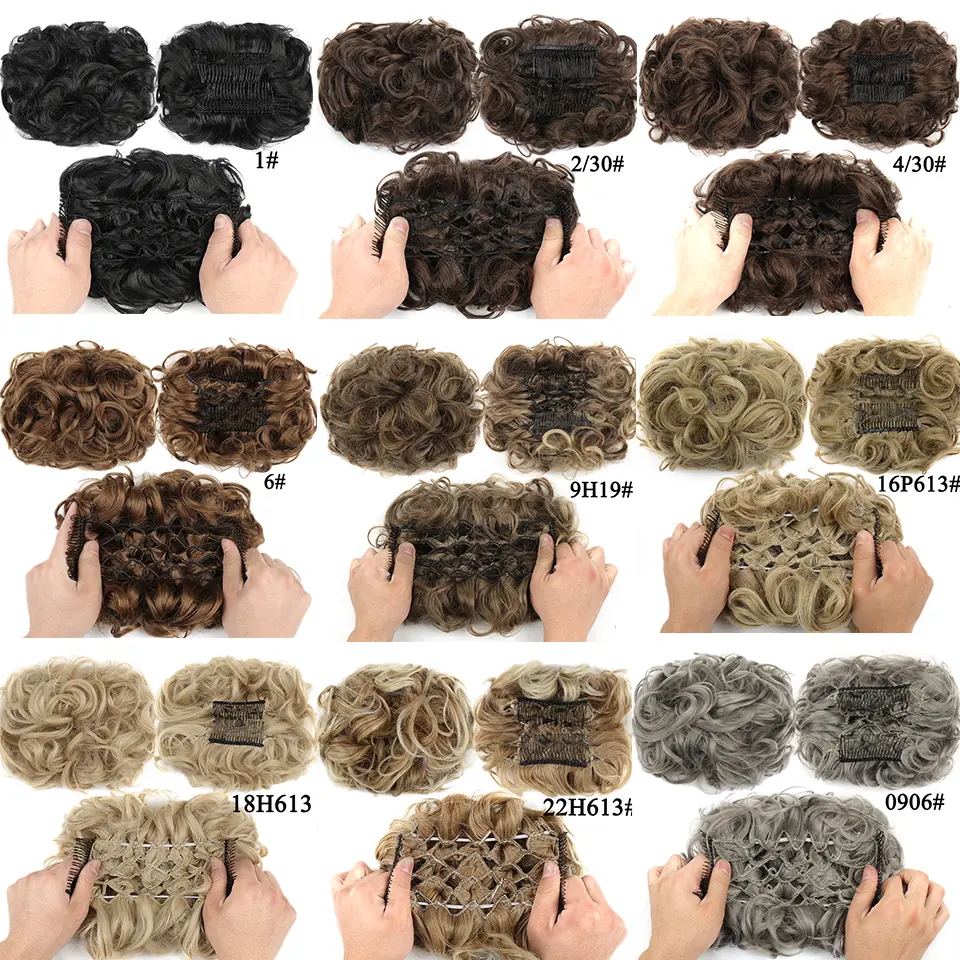 LUPU Synthetic Hair Bun Comb Clip In Messy Curly Chignon Elastic Band Scrunchies Hair Pieces Extension For Women Black Brown