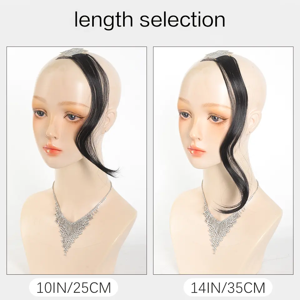 LUPU Chic 10'14-Inch Clip-In Bangs with Temples - Synthetic Curly Wavy Hairpieces for Women, Versatile & Easy to Style