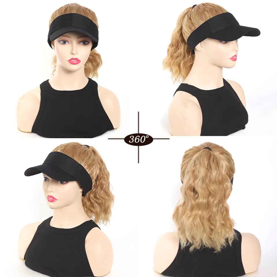 High Temperature Fiber Synthetic Curly Wave Ponytail Wig with Adjustable Buckle Net Baseball Cap - Sporty  for All People