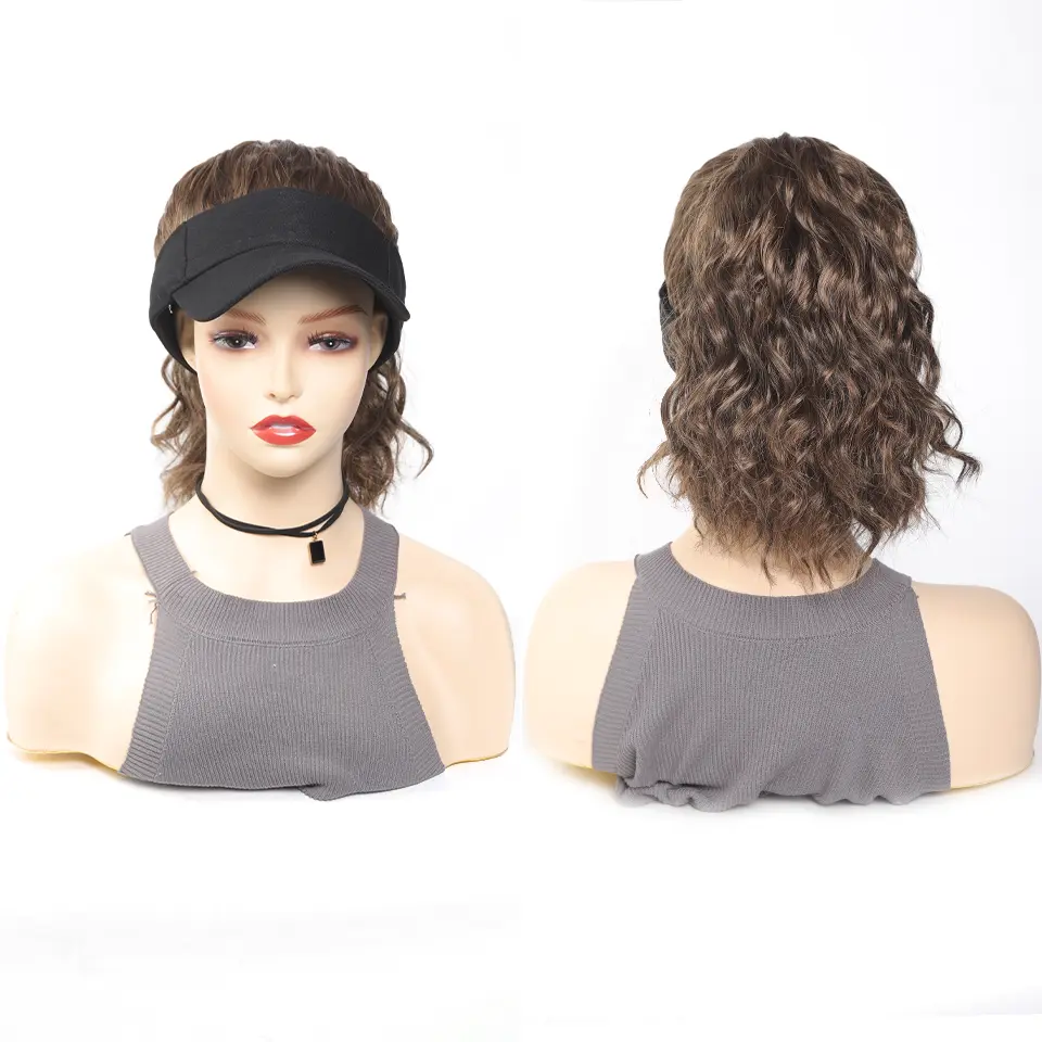 High Temperature Fiber Synthetic Curly Wave Ponytail Wig with Adjustable Buckle Net Baseball Cap - Sporty  for All People