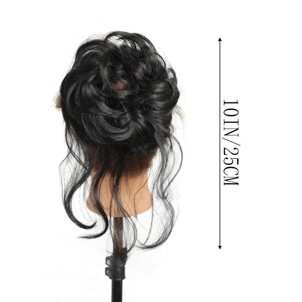 Synthetic Messy Bun Hair Piece Curly Hair Bun Extensions With Straight Tails Hair Scrunchies Ponytail Hairpieces For Women