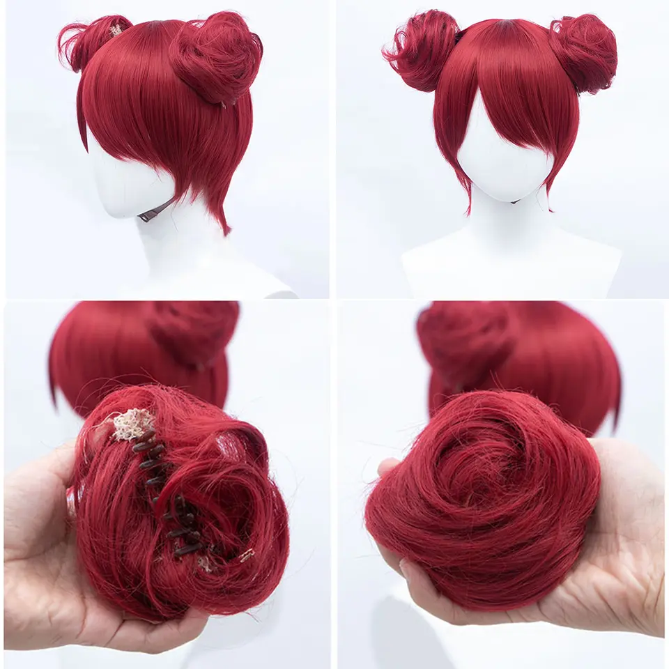 LUPU Women's Synthetic Fake Hair Bun Cosplay Chignon Red Purple Pink Brown Green White Claw In Hairpieces for Costume
