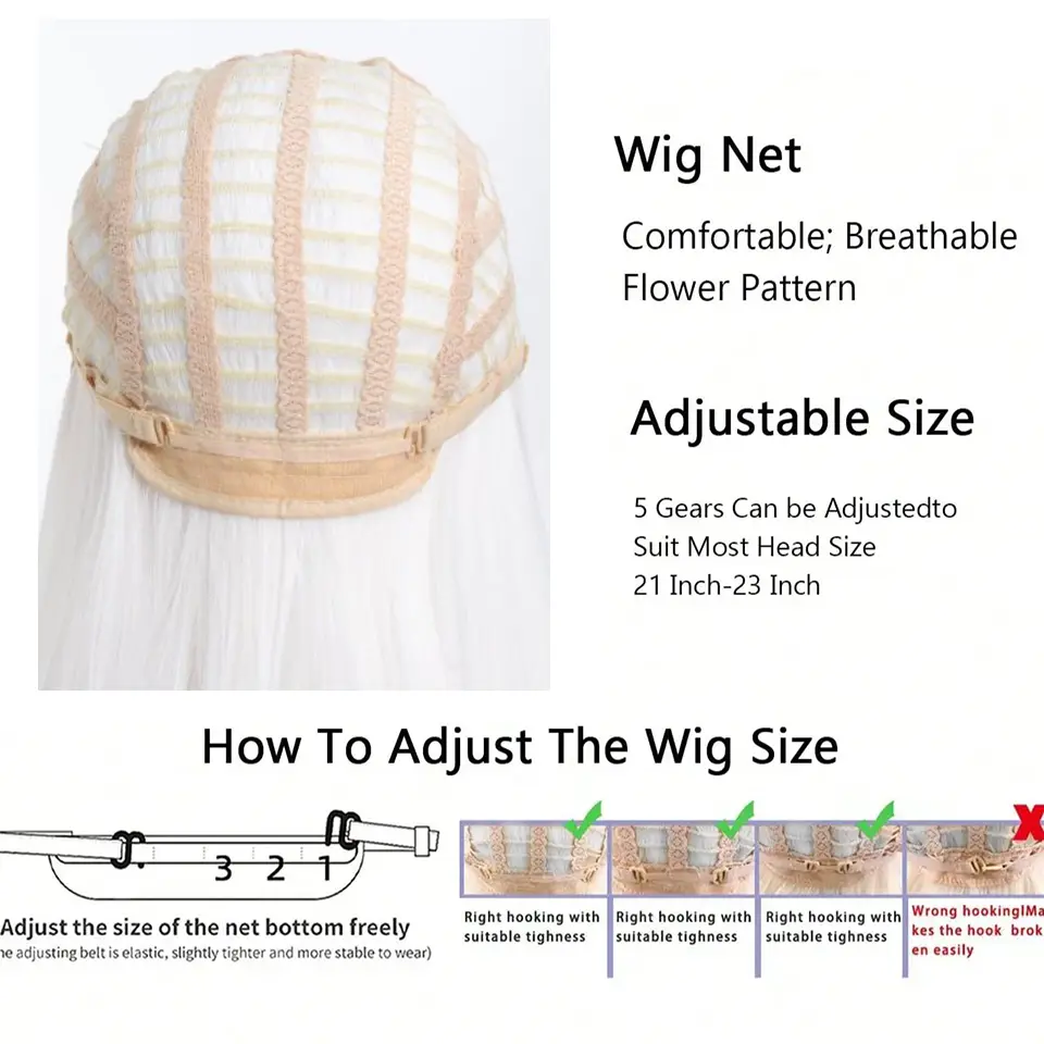 LUPU White Long Straight Wigs for Women with Bangs Natural Looking Synthetic Hair Wig for Halloween Cosplay Daily Use