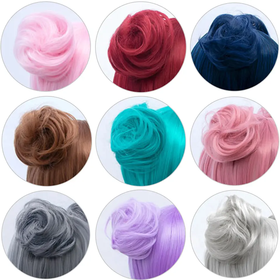LUPU Women's Synthetic Fake Hair Bun Cosplay Chignon Red Purple Pink Brown Green White Claw In Hairpieces for Costume