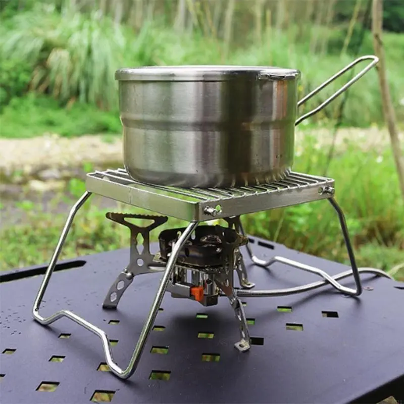 Stainless Steel Camping Stove Grill Rack Portable Camp Cooking Racks Barbecue Grill Table Folding Campfire Grill